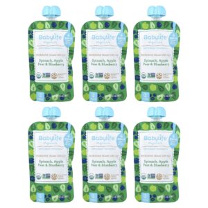 24-43.jpg BabyLife Organics - Alimentos para Bebês Acima de 6 Meses Espinafre Maçã Pera e Mirtilo 6 Sachês 99 g Cada