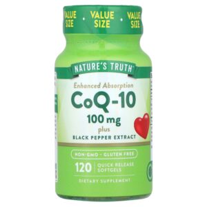 Nature's Truth - CoQ-10 com Extrato de Pimenta-do-reino Melhor Absorção 100 mg 120 Cápsulas Softgel de Liberação Rápida