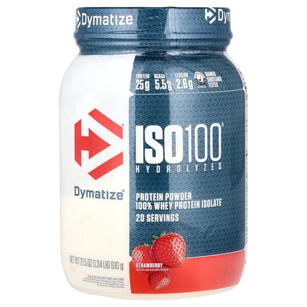 Dymatize - ISO100 Hidrolisado 100% de Isolado de Proteína Whey Morango 610 g