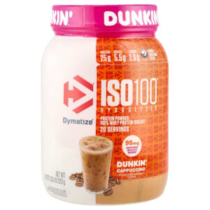 Dymatize - ISO100 Hidrolisado 100% Isolado de Proteína Whey Dunkin 'Cappuccino 610 g