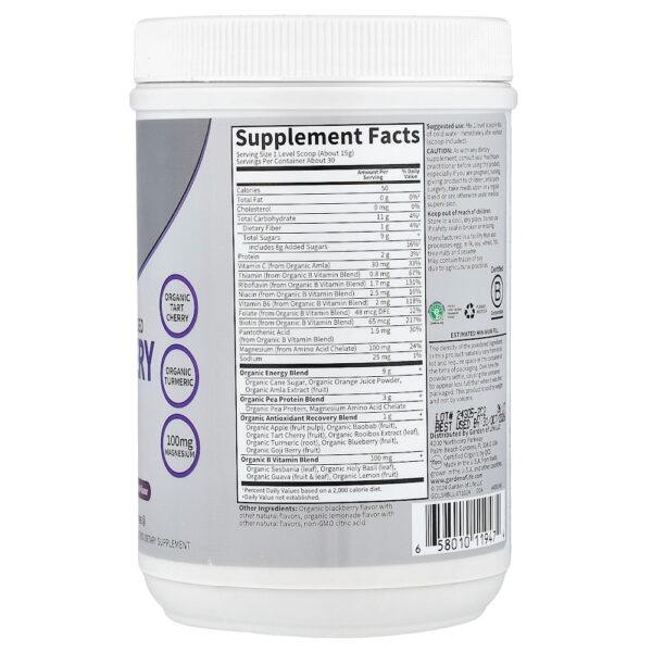 Garden of Life - Sport Organic Plant-Based Recovery Blackberry Lemonade 15.8 oz (450 g)