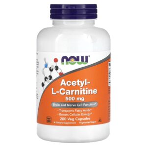 NOW Foods - Acetilcarnitina 500 mg 200 Cápsulas Vegetais