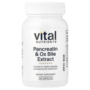 Vital Nutrients - Extrato de Bile de Pancreatina e Boi 60 Cápsulas
