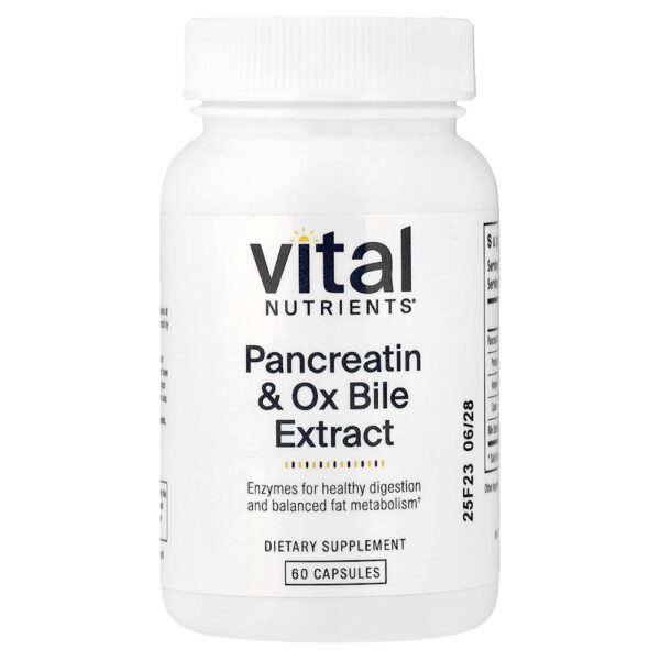 Vital Nutrients - Extrato de Bile de Pancreatina e Boi 60 Cápsulas