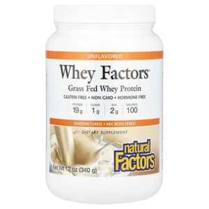 Natural Factors - Whey Factors Grass Fed Whey Sem Sabor 340 g