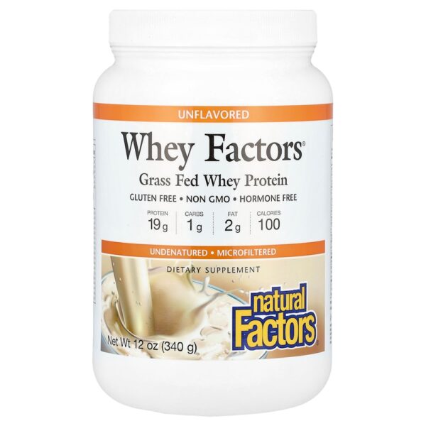 Natural Factors - Whey Factors Grass Fed Whey Sem Sabor 340 g
