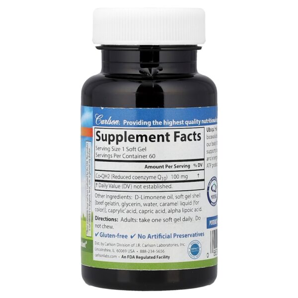 29-108.jpg Carlson - Co-QH2 Ubiquinol 100 mg 60 Cápsulas Softgel