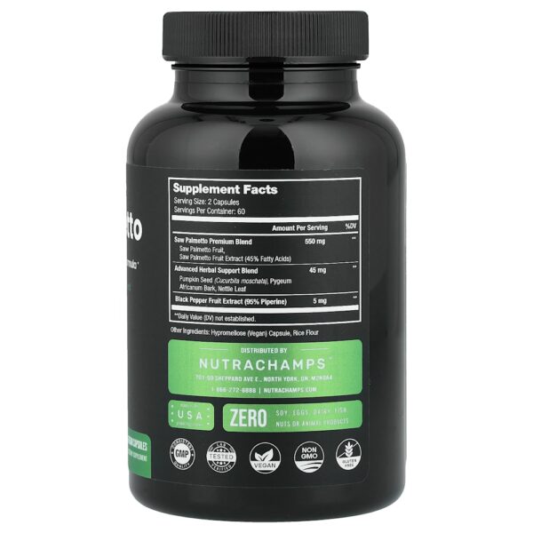 NutraChamps - Saw Palmetto 120 Cápsulas Veganas