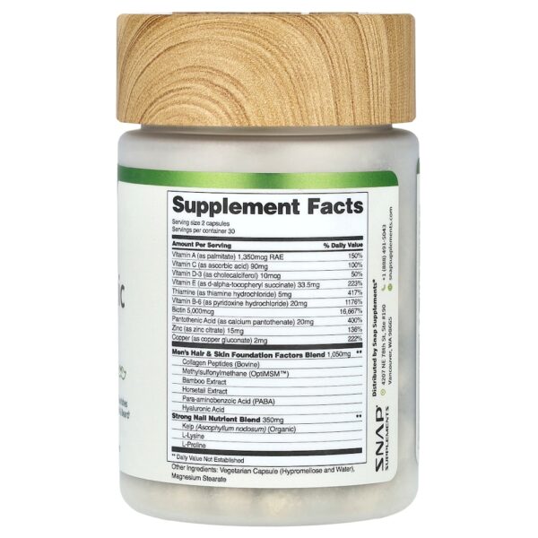 Snap Supplements - Tônico Capilar Masculino Cabelo e Barba 60 Cápsulas