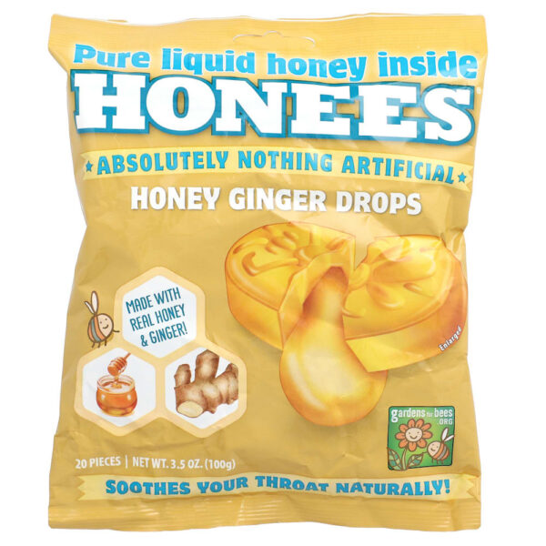 Honees - Pastilhas de Mel e Gengibre 20 Unidades 100 g