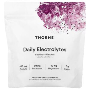 Thorne - Eletrólitos Diários Sabor Amora 30 Embalagens Stick-pack 4,45 g Cada