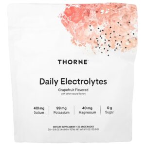 Thorne - Eletrólitos Diários Toranja 30 Embalagens Stick-pack 4,45 g Cada