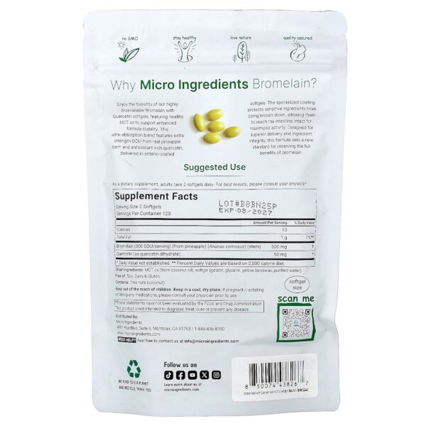 Micro Ingredients - Bromelina com Quercetina 240 Cápsulas Softgel