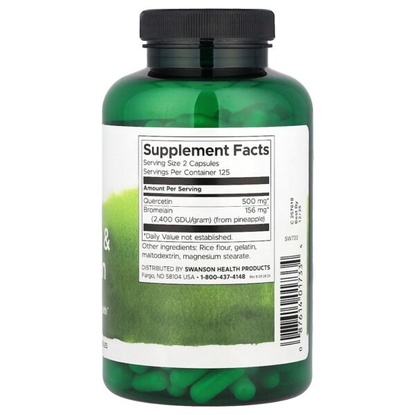 Swanson Vitamins - Quercetina e Bromelina Saúde Respiratória 250 Cápsulas