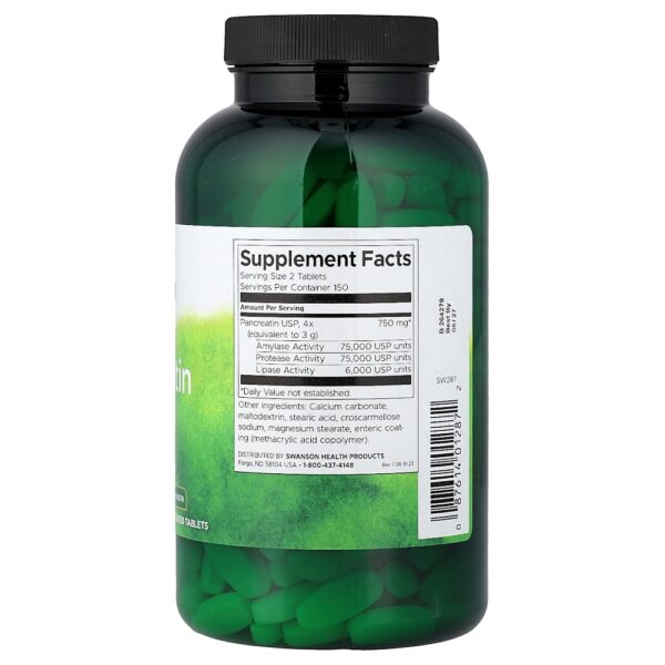 Swanson Vitamins - Pancreatin 4X 375 mg 300 Comprimidos com Revestimento Entérico
