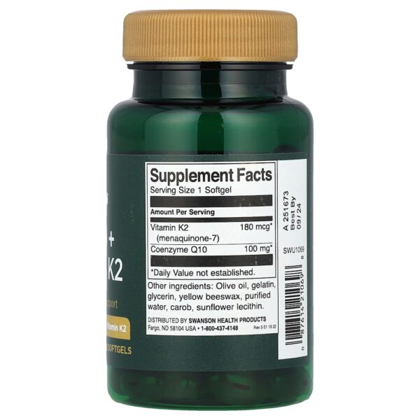 Swanson Vitamins - CoQ10 + Vitamina K2 60 Cápsulas Softgel