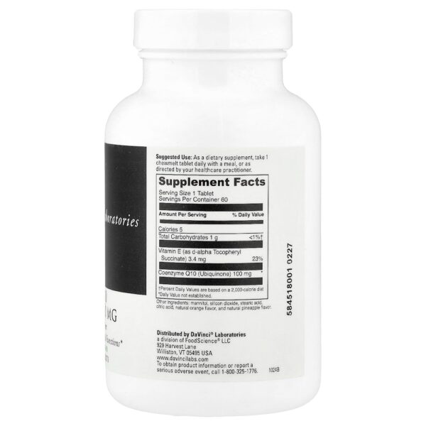 30-87.jpg DaVinci Laboratories - Coenzima Q10 Mastigável 100 mg 60 Comprimidos Mastigáveis Easy Dissolve