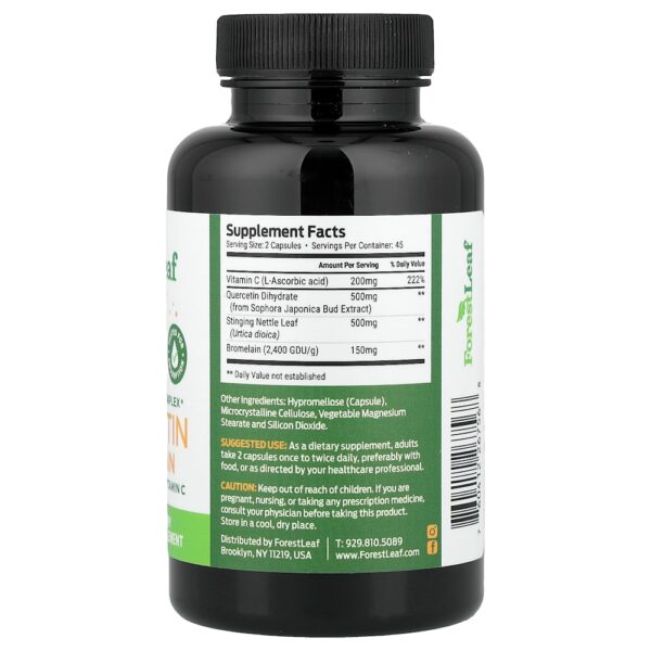 Forest Leaf - Quercetina Bromelaína + Urtiga e Vitamina C 90 Cápsulas Vegetais