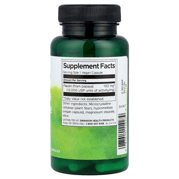 Swanson Vitamins - Mamão e Enzimas Papaína 100 mg 90 Cápsulas Veganas