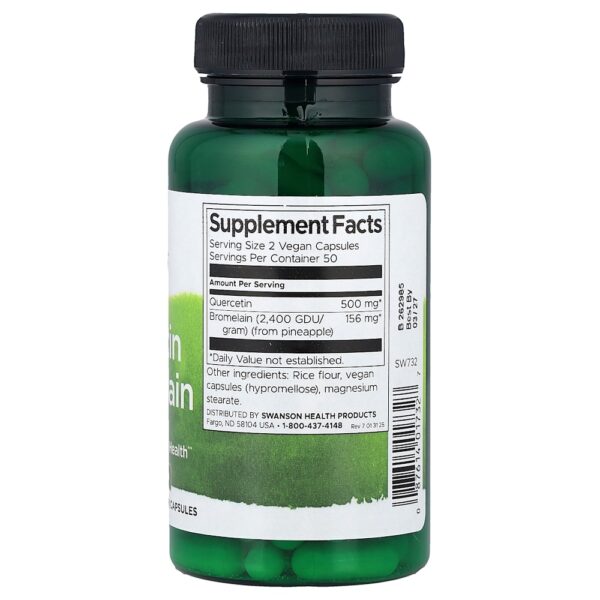 30-96.jpg Swanson Vitamins - Quercetina e Bromelaína 100 Cápsulas Veganas