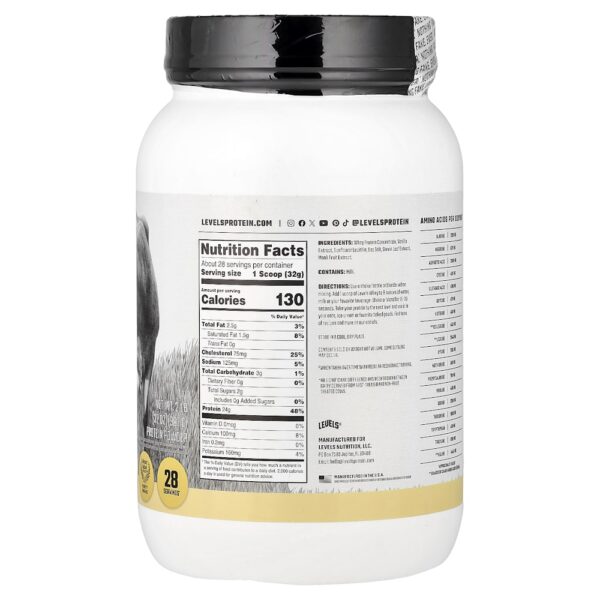 Levels - Proteína Whey em Pó de Gado Criado no Pasto Fava de Baunilha 907 g