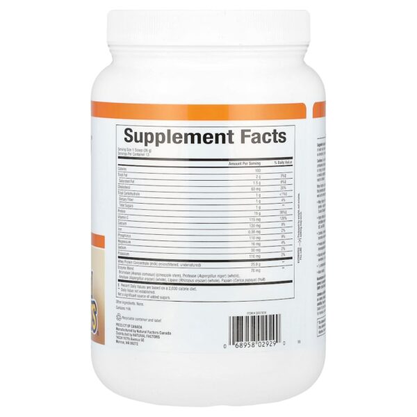 Natural Factors - Whey Factors Grass Fed Whey Sem Sabor 340 g
