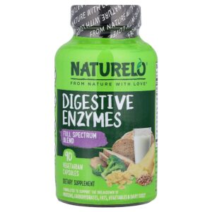 NATURELO - Enzimas Digestivas Mistura de Espectro Completo 90 Cápsulas Vegetarianas