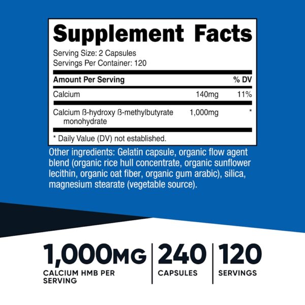 Nutricost - HMB B-Hidroxi-B-Metilbutírico 240 Cápsulas (500 mg por Cápsula)
