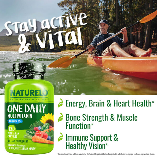 NATURELO - Um Multivitamínico Diário para Homens com Mais de 50 Anos 120 Cápsulas Vegetarianas