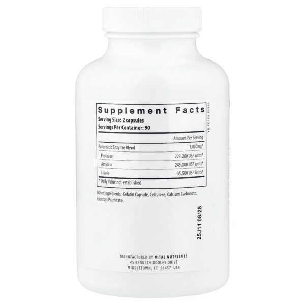 Vital Nutrients - Enzimas Pancreáticas 180 Cápsulas