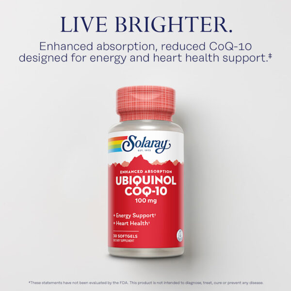Solaray - Ubiquinol CoQ10 Absorção Aprimorada 100 mg 30 Cápsulas Softgel