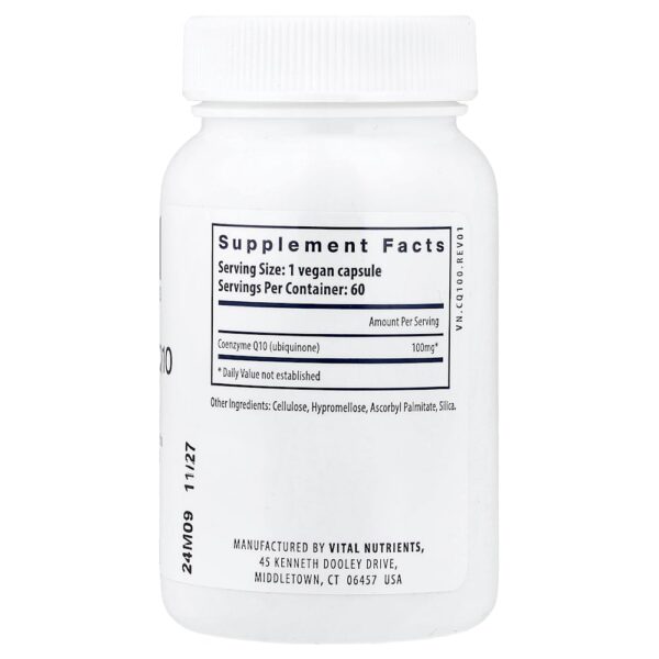 Vital Nutrients - Coenzima Q10 100 mg 60 Cápsulas Veganas