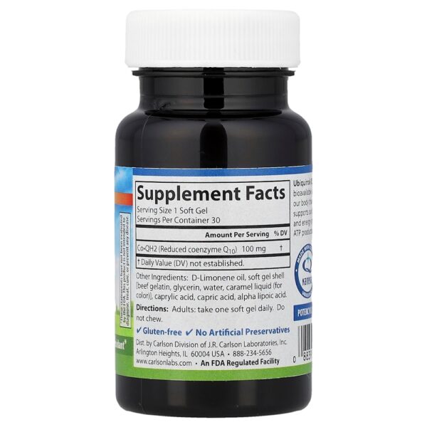 Carlson - CoQH2 Ubiquinol 100 mg 30 Cápsulas Softgel