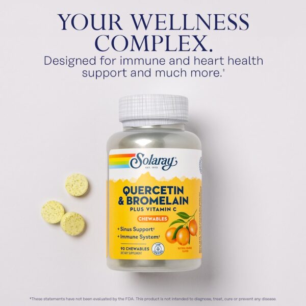 Solaray - Quercetina e Bromelaína além de Vitamina C Mastigáveis Laranja Natural 90 Mastigáveis