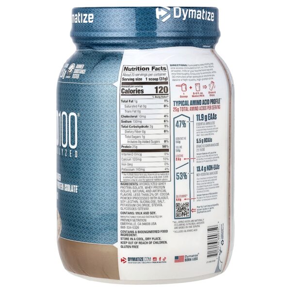 Dymatize - ISO100 Hidrolisado 100% de Isolado de Whey Protein Cookies e Creme 620 g