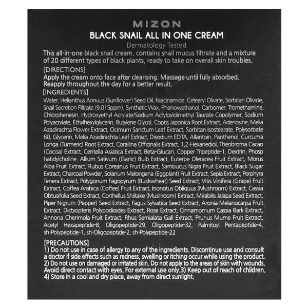 Mizon - Caracol Preto Creme Tudo em Um 75 ml