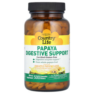Country Life - Suporte Digestivo de Mamão Abacaxi e Mamão 500 Bolachas Mastigáveis