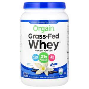 Orgain - Orgain Grass Fed Whey de Gado Criado no Pasto Fava de Baunilha 828 g