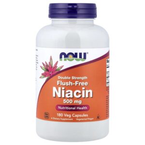 NOW Foods - Ácido Nicotínico sem Rubor 500 mg 180 Cápsulas Vegetais