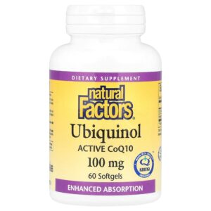 Natural Factors - Ubiquinol CoQ10 Ativa 100 mg 60 Cápsulas Softgel