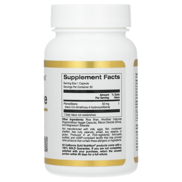 California Gold Nutrition - Pterostilbene 50 mg 30 Cápsulas Vegetais