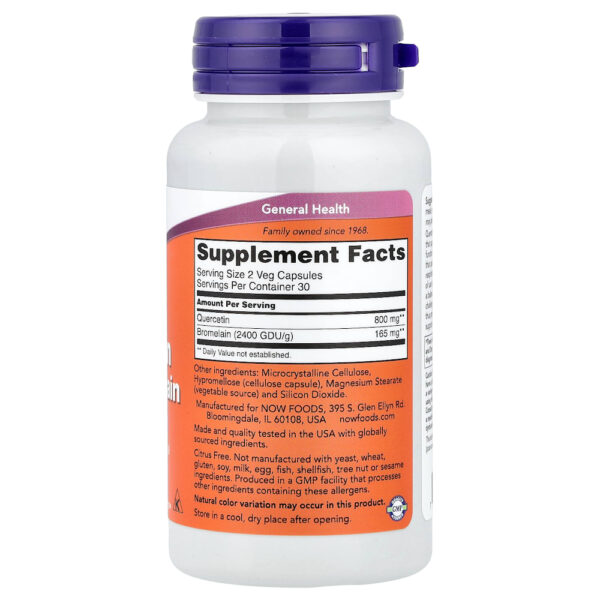 NOW Foods - Quercetina com Bromelina 60 Cápsulas Vegetais