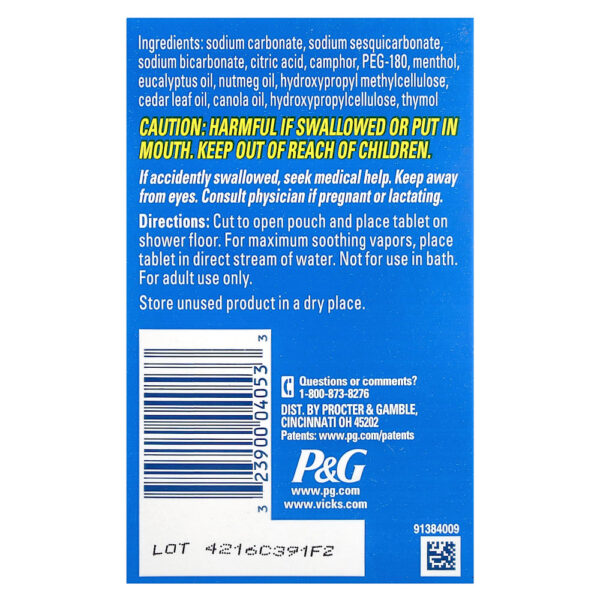 Vicks - VapoShower Vapores Calmantes 5 Pastilhas de Banho