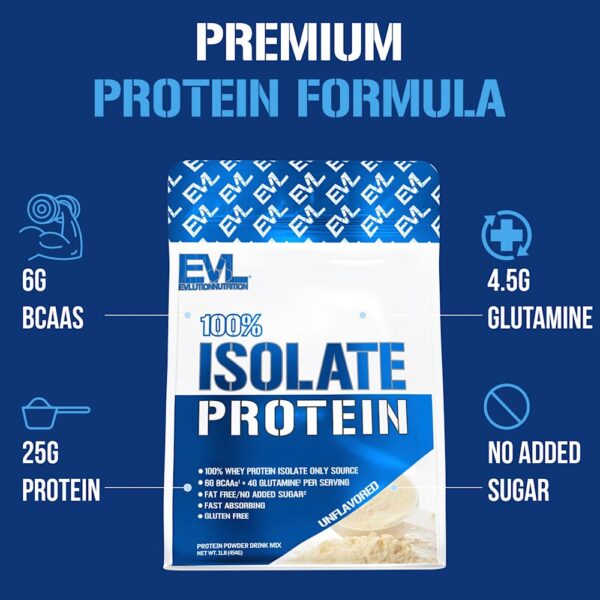 EVLution Nutrition - 100% Proteína Isolada Sem Sabor 454 g