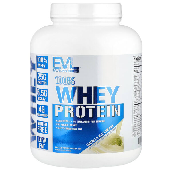 EVLution Nutrition - 100% Whey Protein Sorvete de Baunilha 2,268 kg