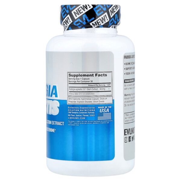 EVLution Nutrition - Fadogia Agrestis 600 mg 30 Cápsulas Vegetais