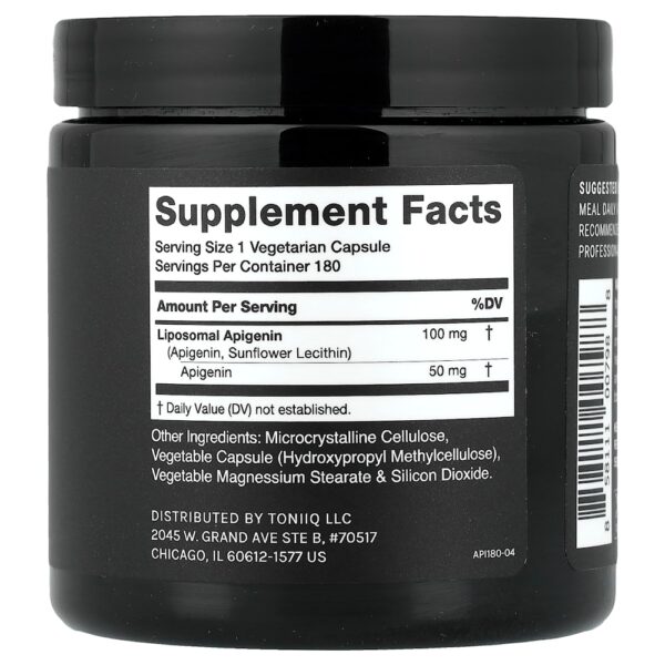 38-108.jpg Toniiq - Apigenina Lipossomal 180 Cápsulas (100 mg por Cápsula)