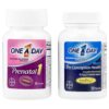 One-A-Day - Embalagem Pré-natal para Casais Pré-natal para Mulheres e Saúde para Homens 30 Cápsulas Softgel para Mulheres 30 Comprimidos para Homens.