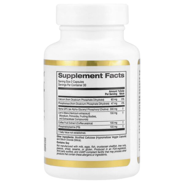 39-11.jpg California Gold Nutrition - MEM Boost Suporte à Memória e à Cognição com Alfa-GPC Extrato de Juba-de-leão Extrato do Grão de Café e Fosfatidilserina 60 Cápsulas Vegetais