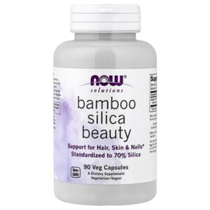 NOW Foods - Solutions Bamboo Silica Beauty 90 Cápsulas Vegetais (380 mg por Cápsula)